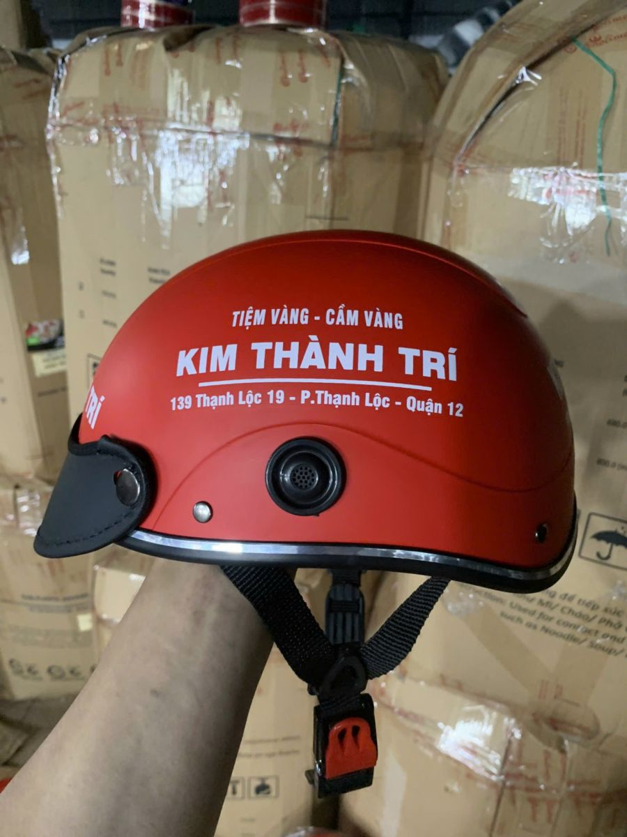 nón bảo hiểm in logo tiệm vàng kim thành trí