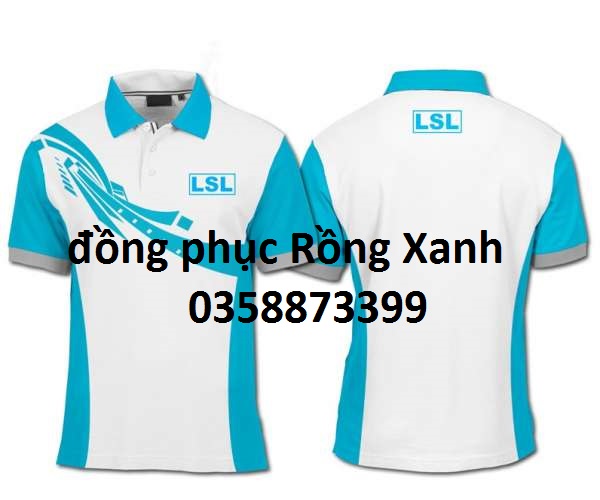 đồng phục áo thun công ty màu trắng xanh - YZBL