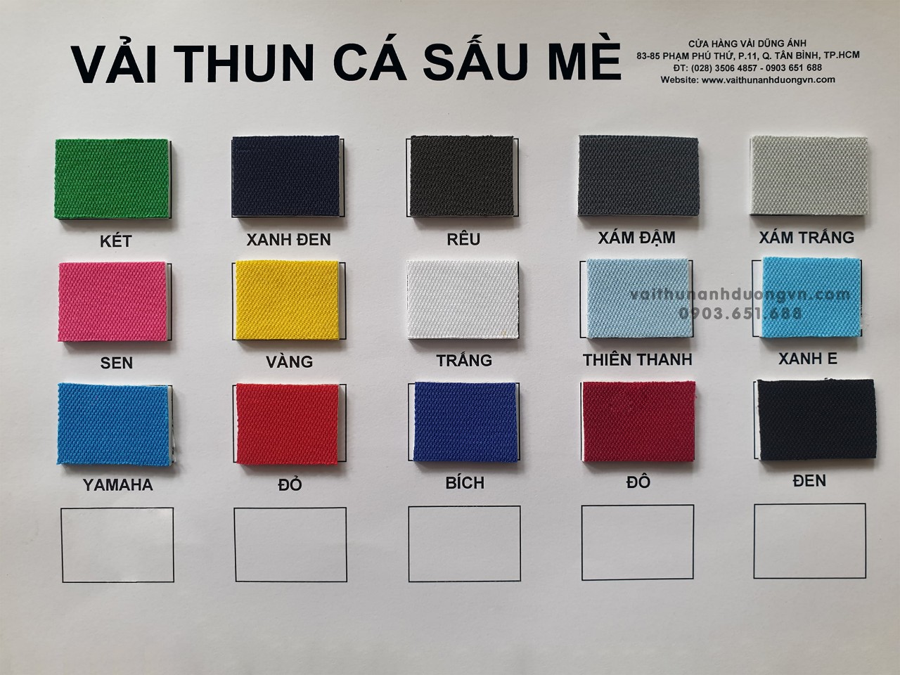 bảng màu vải thun cá sấu mè